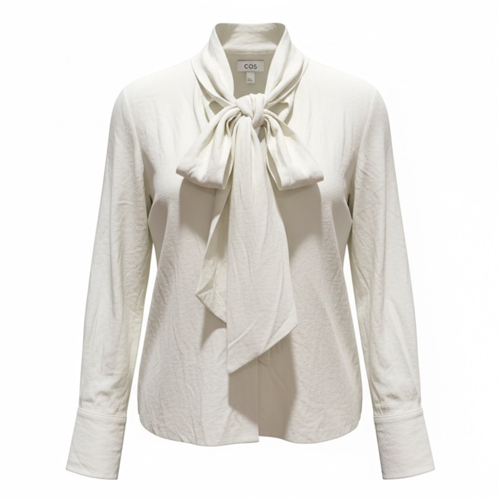 COS Tie Front Relaxed Fit Long Sleeve Blouse Size EU 34/US 4